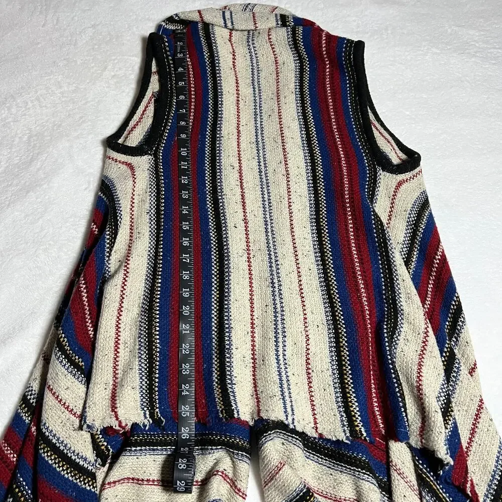 Sam Edelman Stripe Southwestern Elsie Vest Waterfall Hem Shawl Size Small Boho